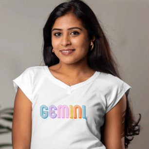 Birthday gemini zodiac sign modern white simple T-Shirt