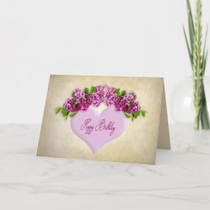 BIRTHDAY - General - Elegance with Lilacs & Heart Card