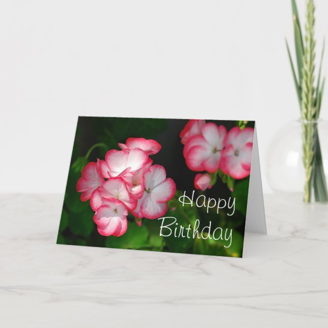 Birthday Geraniums Card (Front)