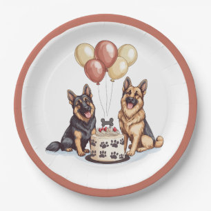 Birthday German Shepherd Dogs Birthday Cake Paper Plate