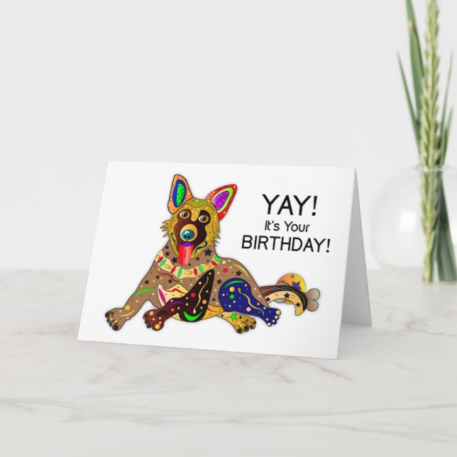 Birthday German Shepherd Kaleidoscope Collection Card (Front)