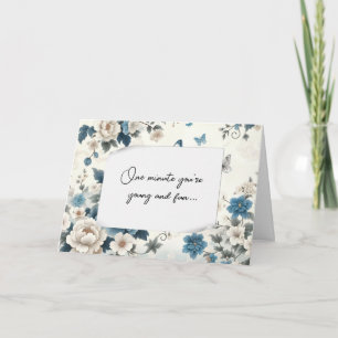 Birthday Getting Old Humour Blue Chinoiserie  Card