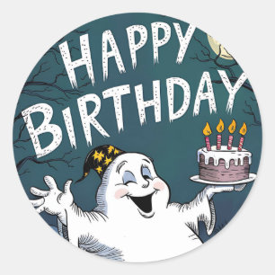 Birthday Ghost Classic Round Sticker