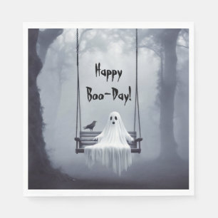 Birthday Ghost On A Swing With Raven Napkin