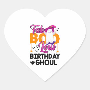 Birthday Ghoul Halloween Girls Womens Fab Boo Lous Heart Sticker