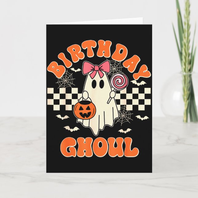 Birthday Ghoul Soky Season Groovy Halloween Kids G Card (Front)