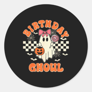 Birthday Ghoul Soky Season Groovy Halloween Kids G Classic Round Sticker