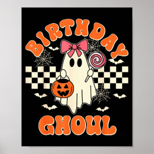 Birthday Ghoul Soky Season Groovy Halloween Kids G Poster