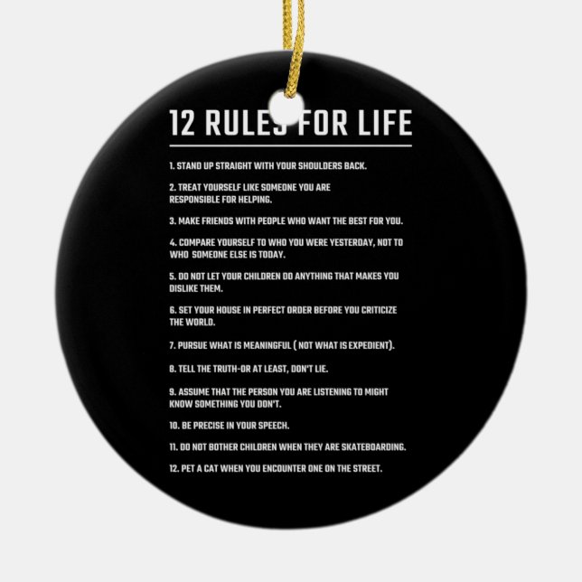 Birthday Gift 12 Rules For Life Ceramic Tree Decoration (Front)