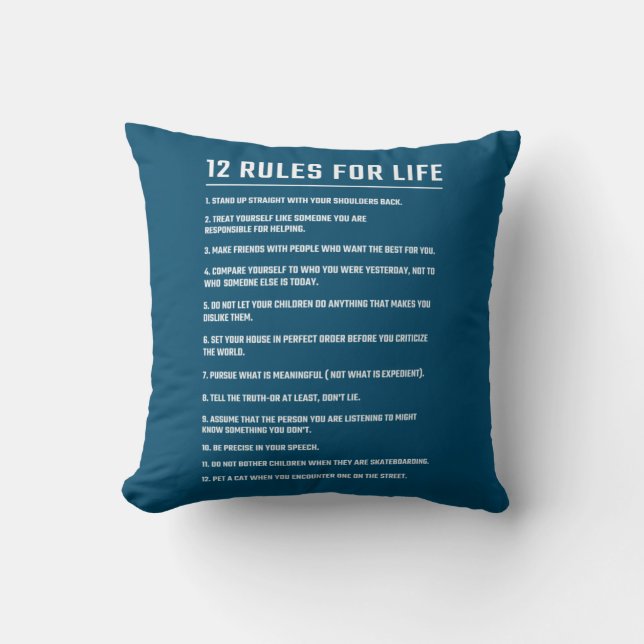 Birthday Gift 12 Rules For Life Cushion (Front)
