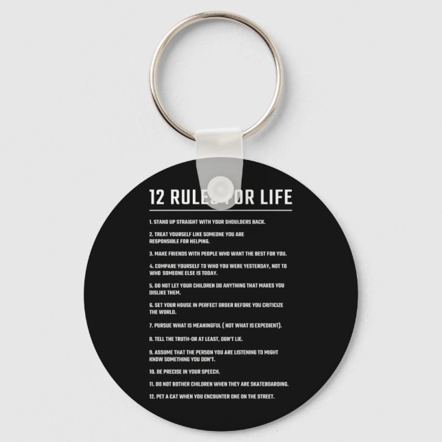 Birthday Gift 12 Rules For Life Key Ring (Front)