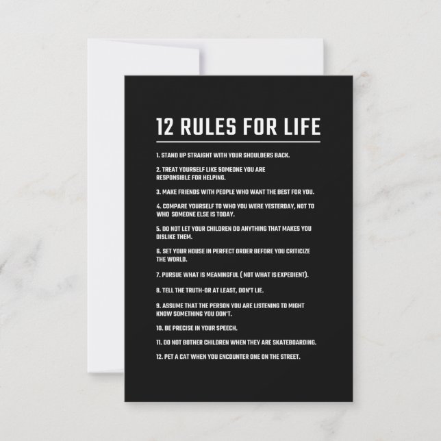 Birthday Gift 12 Rules For Life RSVP Card (Front)