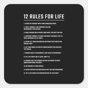 Birthday Gift 12 Rules For Life Square Sticker