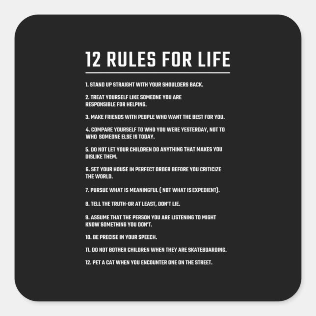Birthday Gift 12 Rules For Life Square Sticker (Front)