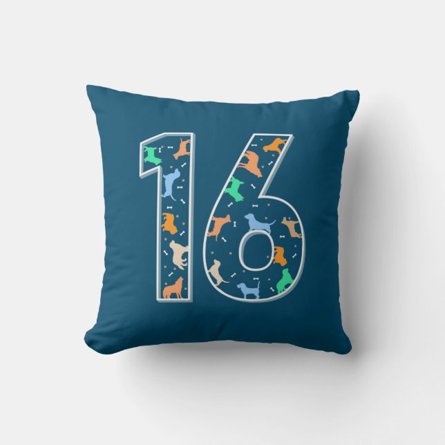 Birthday Gift | 16th Birthday With Dog Cushion (Front)