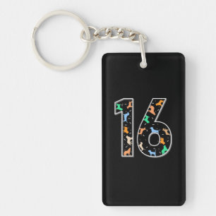 Birthday Gift 16th Birthday With Dog Key Ring