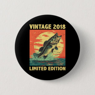 Birthday Gift 2018 Fishing Fisherman Fish Born In 6 Cm Round Badge
