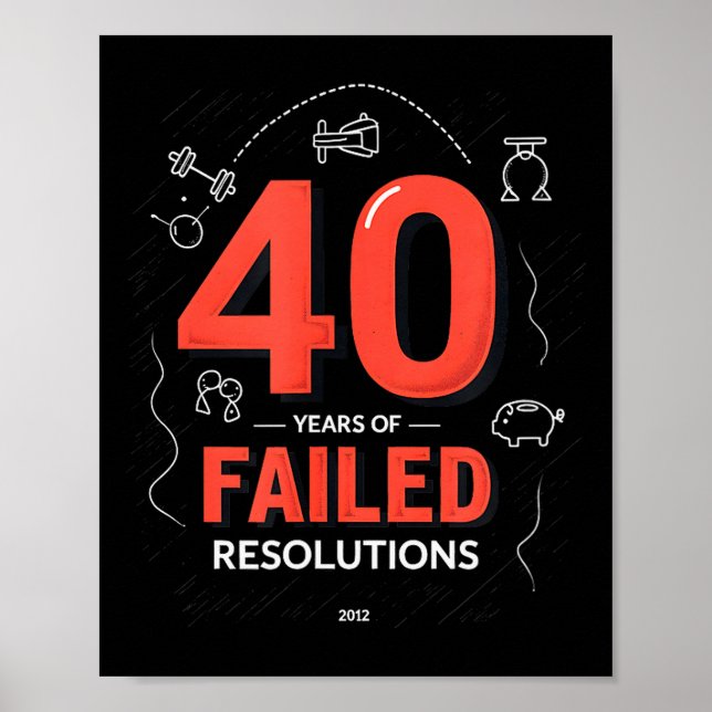 Birthday Gift_ 40 Years Of Failed Resolutions Humo Poster (Front)