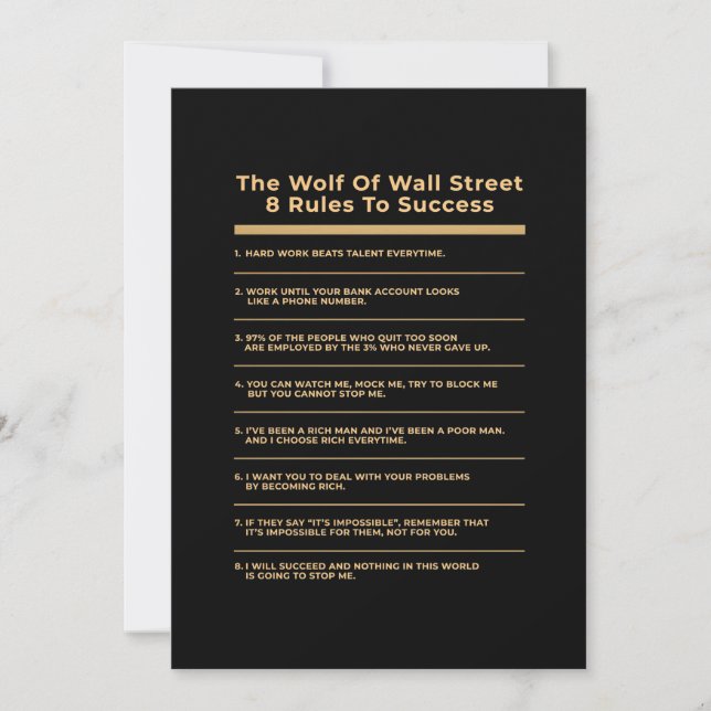 Birthday Gift 6 Rules To Success Invitation (Front)