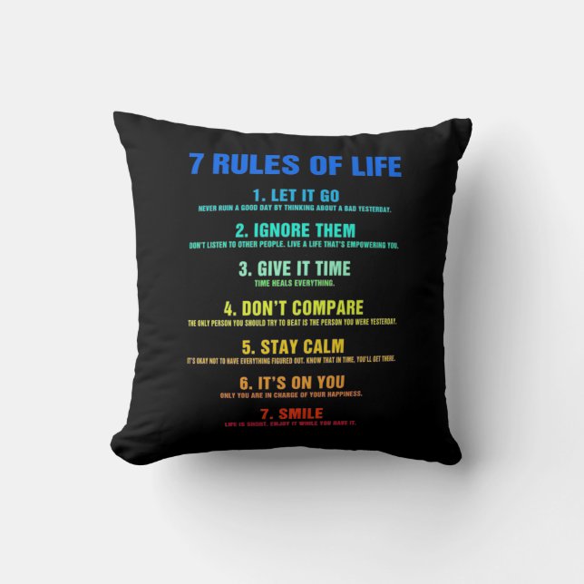 Birthday Gift 7 Rules Of Life Cushion (Front)