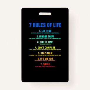 Birthday Gift 7 Rules Of Life ID Badge
