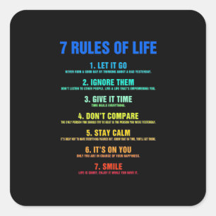 Birthday Gift 7 Rules Of Life Square Sticker