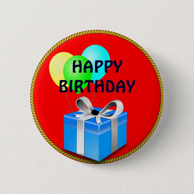 BIRTHDAY gift and balloons 6 Cm Round Badge (Front)