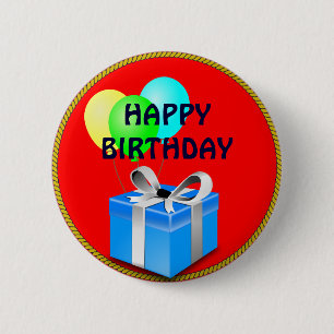 BIRTHDAY gift and balloons 6 Cm Round Badge
