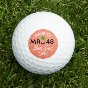 Birthday Gift "Best Dad Ever" Salmon Colour Golf Balls