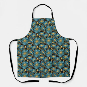 Birthday Gift Blue and Gold Floral Apron