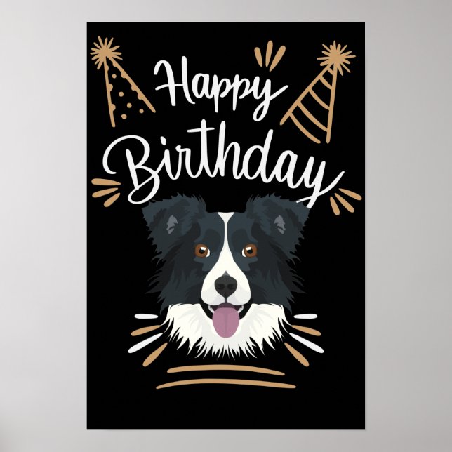 Birthday Gift Border Collie Poster (Front)