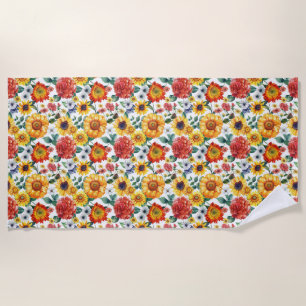Birthday Gift Colourful Floral Arrangement Beach Towel