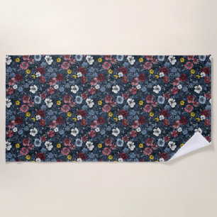 Birthday Gift Colourful Floral Seamless Wallpape Beach Towel