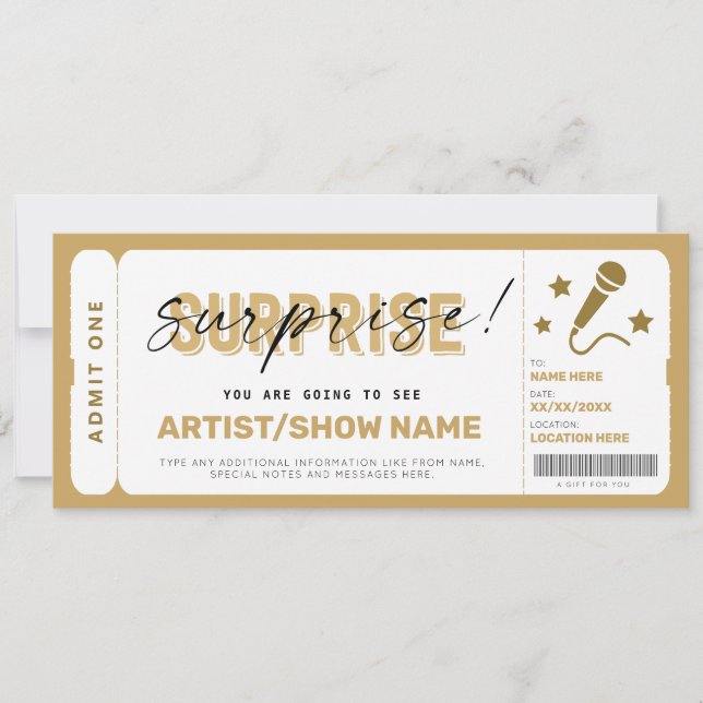 Birthday Gift Concert Ticket Template Show Voucher (Front)