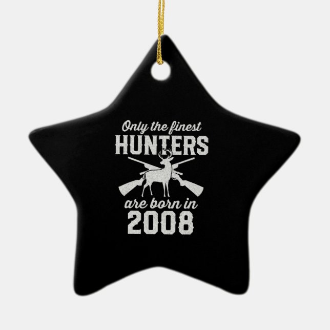 Birthday gift Deer Hunter Hunting for 2008s Ceramic Tree Decoration (Front)