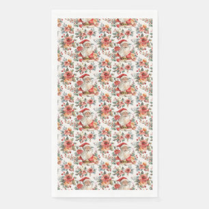 Birthday Gift Festive Santa Claus and Floral Napkin