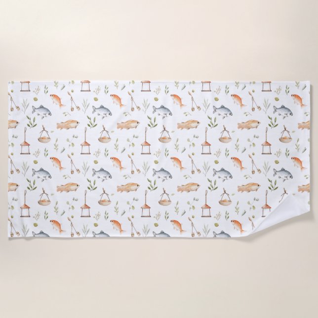 Birthday Gift | Fishing With Me Beach Towel (Front)