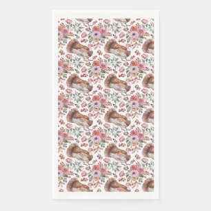 Birthday Gift Floral and Bird With Turkeys Napkin