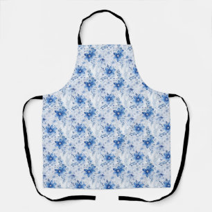 Birthday Gift Floral With Blue and White Flowers Apron