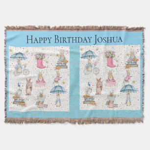 Birthday gift for baby boy - bunny rabbit throw blanket