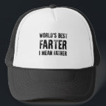Birthday Gift For Dad World's Best Farter Fathers Trucker Hat<br><div class="desc">Make your own trucker hat. The design tool allows you to add your art, designs, or photos to create a unique all American trucker hat! You can add text using cool fonts and see a preview of your creation! Our simple to personalise Trucker Hat has no minimum orders & is...</div>