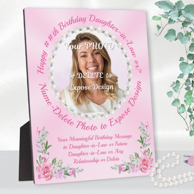 Birthday Gift for Daughter-in-Law, Photo Plaque (Meaningful gift for daughter-in-law. Personalized, Unique birthday gifts for her. Daughter in Law!)