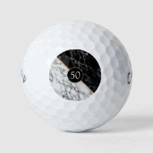 Birthday Gift Golf Balls Black White Marble