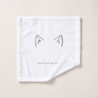 Birthday gift, happy birthday kitty, cat gift wash cloth