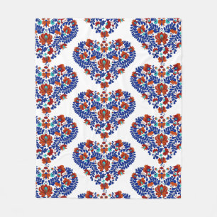 Birthday Gift / Hungarian Rustic Matyo  Fleece Blanket