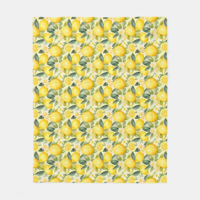 Birthday Gift | Lemon and Daisy Seamless Fleece Blanket (Front)