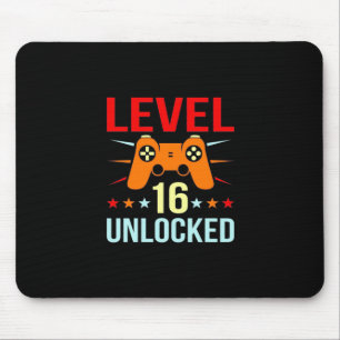 Birthday Gift Level 16 Unlocked Gamer Mouse Mat