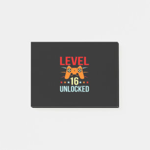 Birthday Gift Level 16 Unlocked Gamer Post-it Notes