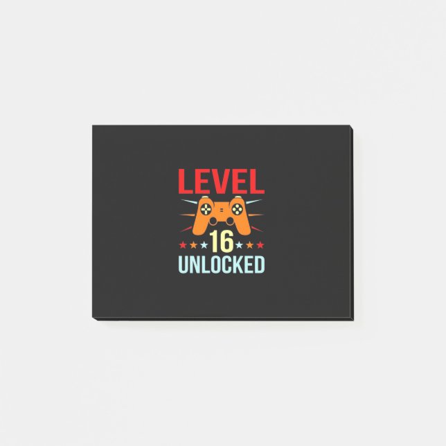 Birthday Gift | Level 16 Unlocked Gamer Post-it Notes (Front)