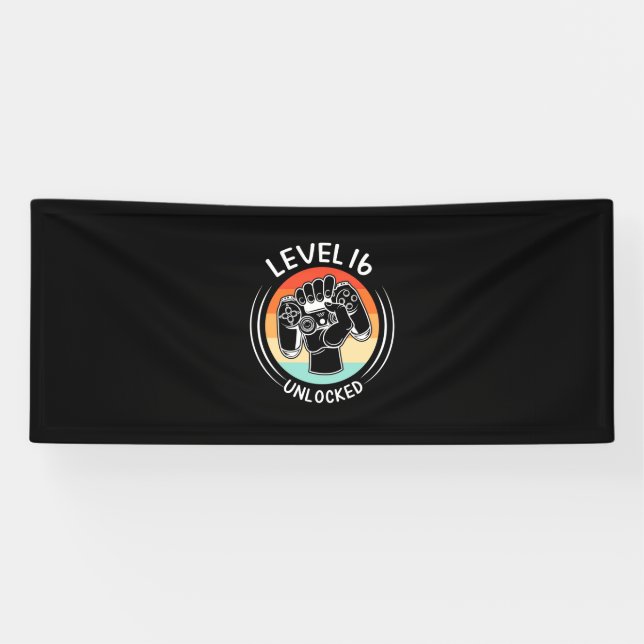 Birthday Gift | Level 16th Birthday Unlocked Banner (Horizontal)